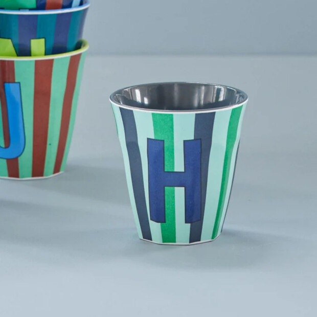 rice Mittelgroßer Buchstabenbecher - Mehrfarbig - H - Stripes 250ml
