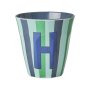 rice Mittelgroßer Buchstabenbecher - Mehrfarbig - H - Stripes 250ml