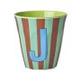 rice Mittelgroßer Buchstabenbecher - Mint - J - Stripes 250ml