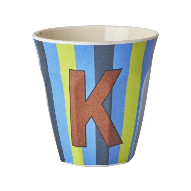 rice Mittelgroßer Buchstabenbecher - Blau - K - Stripes 250ml