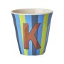 rice Mittelgroßer Buchstabenbecher - Blau - K - Stripes 250ml