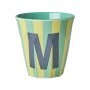 rice Mittelgroßer Buchstabenbecher - Grün - M - Stripes 250ml