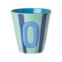 rice Mittelgroßer Buchstabenbecher - Blau - O - Stripes 250ml