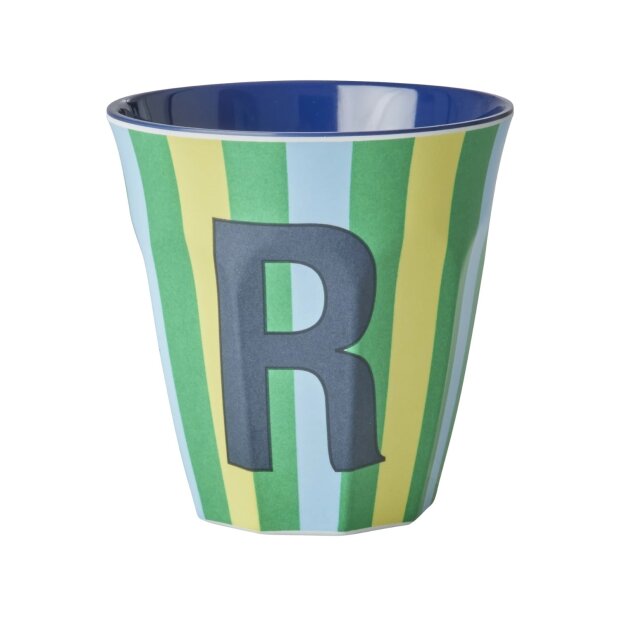 rice Mittelgroßer Buchstabenbecher - Mehrfarbig - R - Stripes 250ml