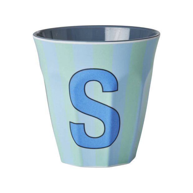 rice Mittelgroßer Buchstabenbecher - Blau - S - Stripes 250ml
