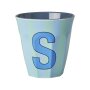 rice Mittelgroßer Buchstabenbecher - Blau - S - Stripes 250ml