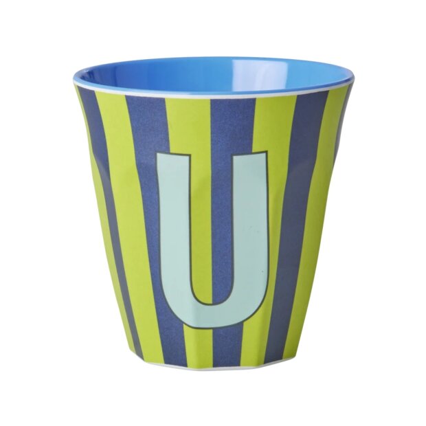 rice Mittelgroßer Buchstabenbecher - Grün - U - Stripes 250ml