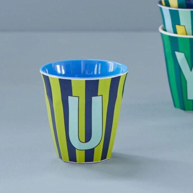 rice Mittelgroßer Buchstabenbecher - Grün - U - Stripes 250ml