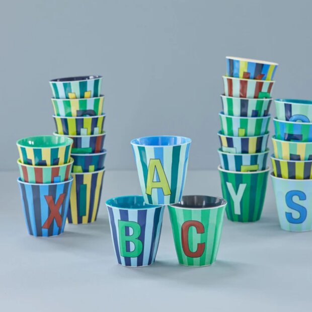 rice Mittelgroßer Buchstabenbecher - Grün - U - Stripes 250ml