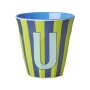 rice Mittelgroßer Buchstabenbecher - Grün - U - Stripes 250ml