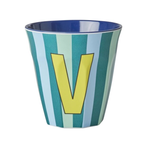 rice Mittelgroßer Buchstabenbecher - Mehrfarbig- V - Stripes 250ml