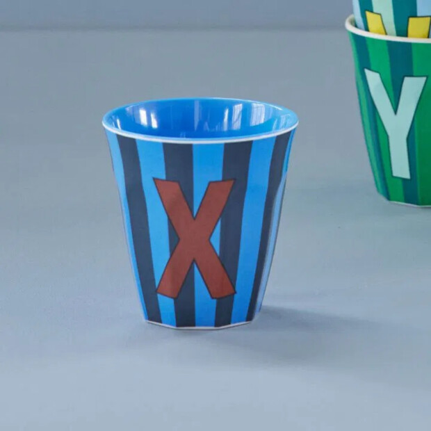 rice Mittelgroßer Buchstabenbecher - Mehrfarbig- X - Stripes 250ml