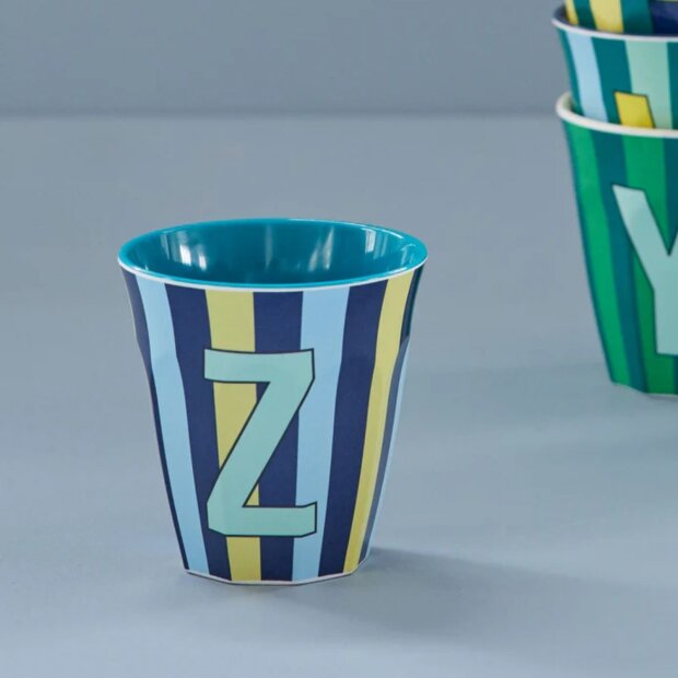 rice Mittelgroßer Buchstabenbecher - Blau - Z - Stripes 250ml