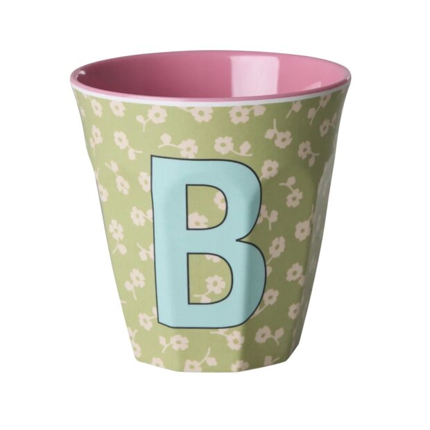 rice Mittelgroßer Buchstabenbecher - Hellgrün - B - Flowers 250ml