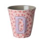 rice Mittelgroßer Buchstabenbecher - Pink - D - Flowers 250ml