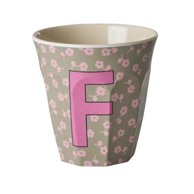 rice Mittelgroßer Buchstabenbecher - Dunkles Sand - F - Flowers 250ml