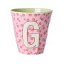 rice Mittelgroßer Buchstabenbecher - Pink - G - Flowers 250ml