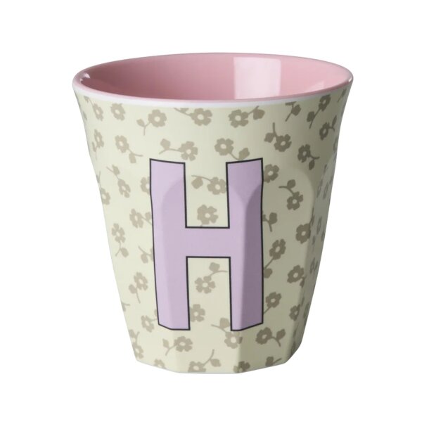 rice Mittelgroßer Buchstabenbecher - Salbeigrün - H - Flowers 250ml