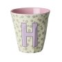 rice Mittelgroßer Buchstabenbecher - Salbeigrün - H - Flowers 250ml