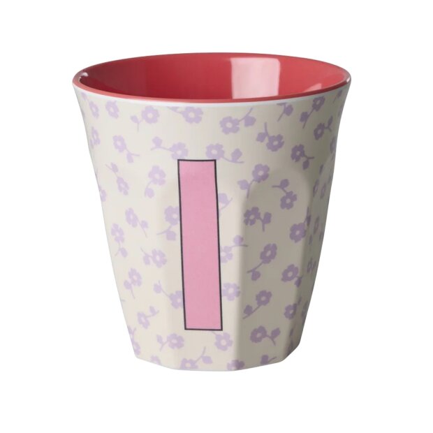 rice Mittelgroßer Buchstabenbecher - Crème - I - Flowers 250ml