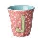 rice Mittelgroßer Buchstabenbecher - Koralle - J - Flowers 250ml