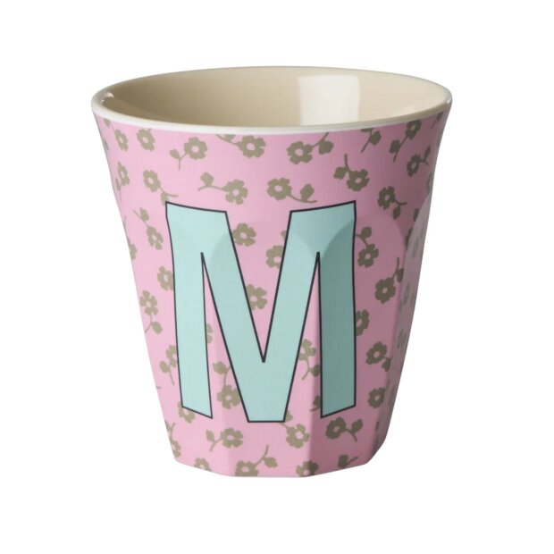 rice Mittelgroßer Buchstabenbecher - Pink - M - Flowers 250ml