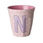 rice Mittelgroßer Buchstabenbecher - Hellrosa - N - Flowers 250ml