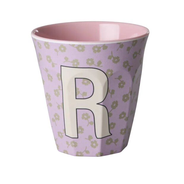 rice Mittelgroßer Buchstabenbecher - Helllila - R - Flowers 250ml