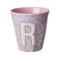 rice Mittelgroßer Buchstabenbecher - Helllila - R - Flowers 250ml