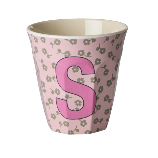 rice Mittelgroßer Buchstabenbecher - Hellrosa - S - Flowers 250ml