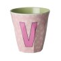 rice Mittelgroßer Buchstabenbecher - Hellrosa - V - Flowers 250ml