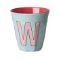 rice Mittelgroßer Buchstabenbecher - Hellblau - W - Flowers 250ml
