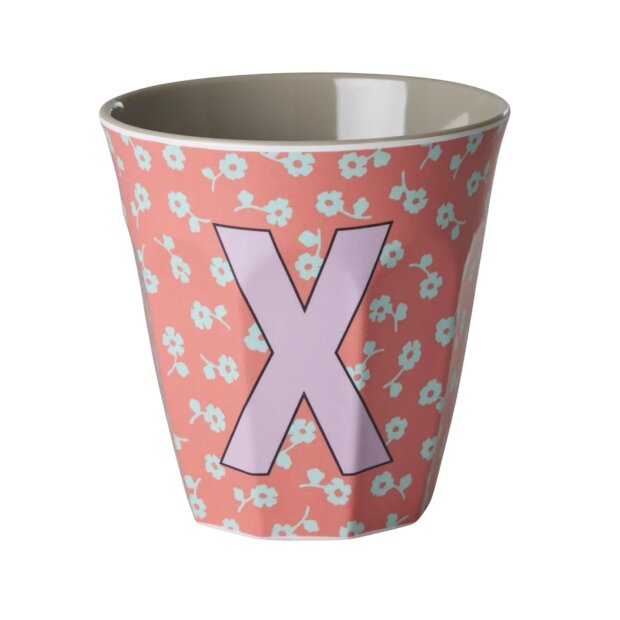 rice Mittelgroßer Buchstabenbecher - Koralle - X - Flowers 250ml