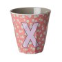 rice Mittelgroßer Buchstabenbecher - Koralle - X - Flowers 250ml