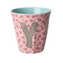 rice Mittelgroßer Buchstabenbecher - Pink - Y - Flowers 250ml