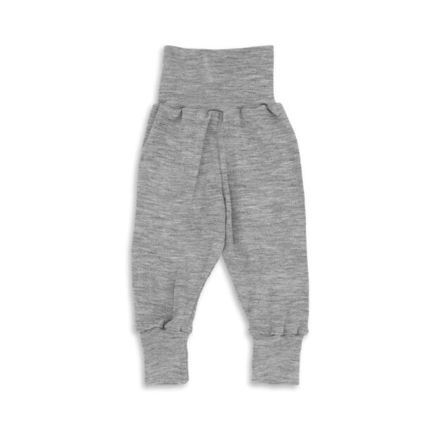 Engel Natur Wolle Seide Baby Hose mit Nabelbund, GOTS - hellgrau melange