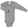Engel Natur Wolle Seide Baby Wickelbody langarm, GOTS - hellgrau melange