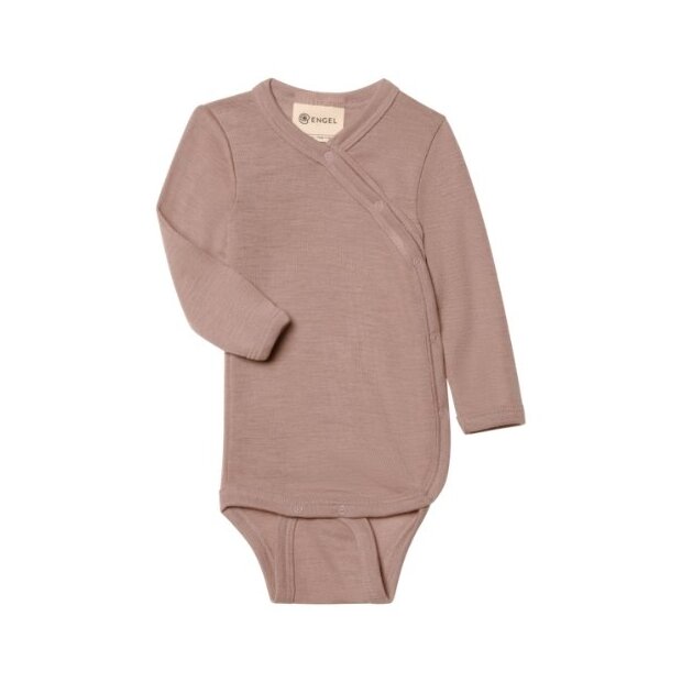 Engel Natur Wolle Seide Baby Wickelbody langarm, GOTS - dusty rose