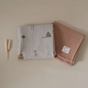 cosy roots Organic Muslin Swaddle Set - Little Farm Walnut