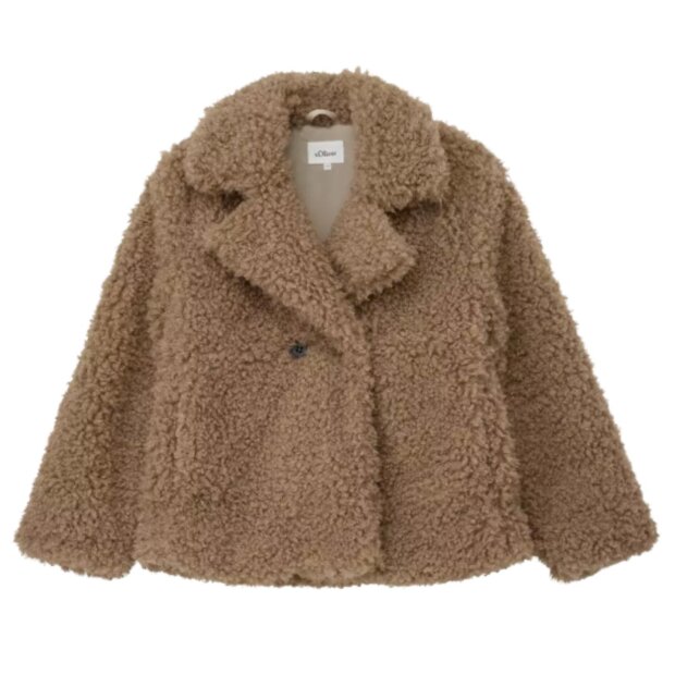 S.Oliver Outdoor-Teddyjacke im Loose Fit mit Reverskragen - clay