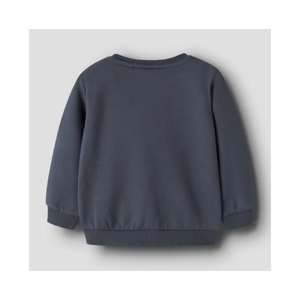 name it - Baby angerauter Sweat Pullover - Ombre Blue Dinos
