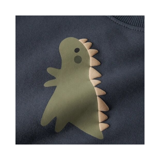 name it - Baby angerauter Sweat Pullover - Ombre Blue Dinos