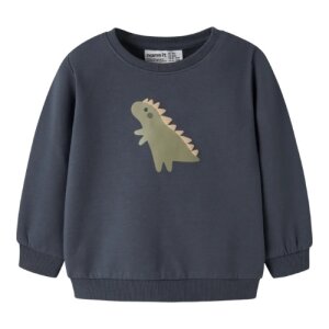 name it - Baby angerauter Sweat Pullover - Ombre Blue Dinos