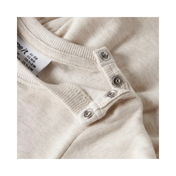 name it - Baby angerautes Kleid Eule - Peyote Melange