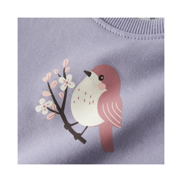 name it - Baby angerauter Pullover Heirloom Lilac Birds