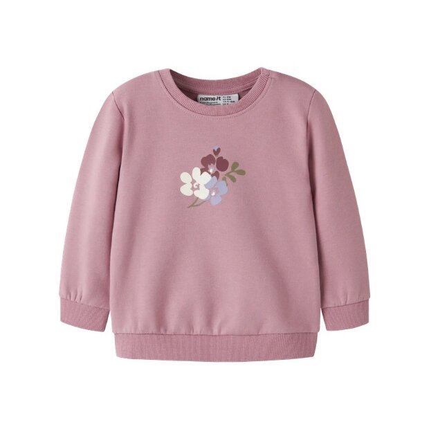 name it - Baby angerauter Pullover Lilas Floral