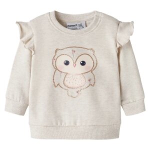 name it - Baby angerauter Pullover Eule Peyote Melange