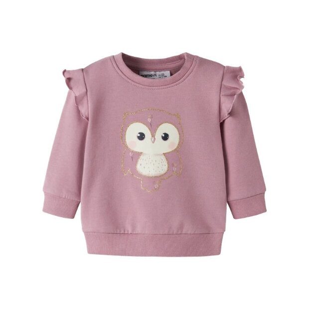 name it - Baby angerauter Pullover Eule Lilas