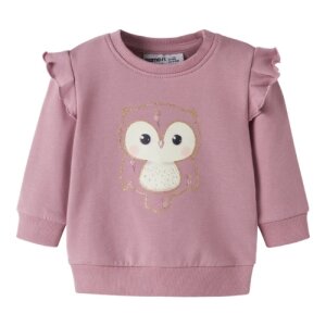 name it - Baby angerauter Pullover Eule Lilas