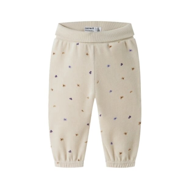 name it - Baby Velour Hose Blümchen Peyote